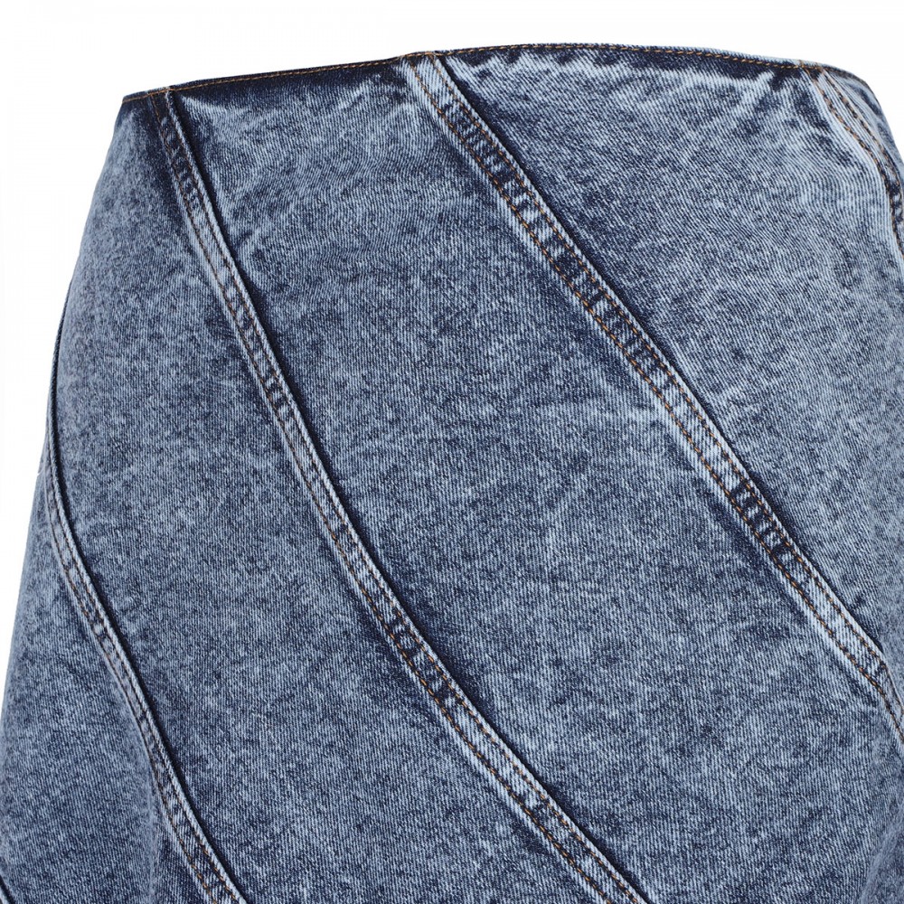 Denim spiral midi skirt