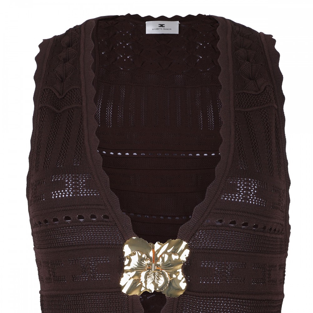 Knit dress with jewel flower