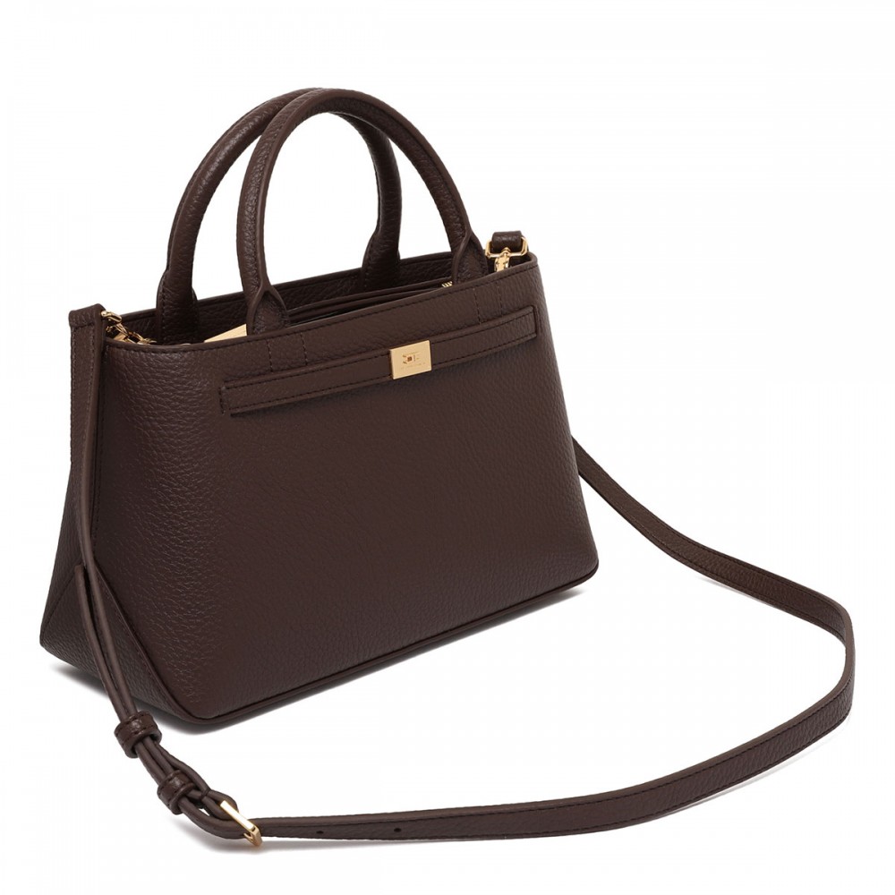 Cocoa hue leather effect handbag