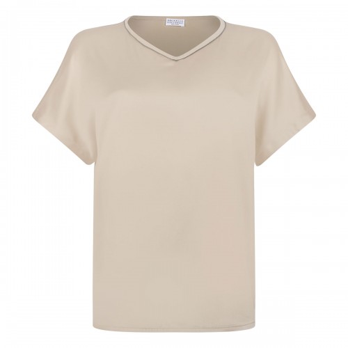 Sand hue silk top