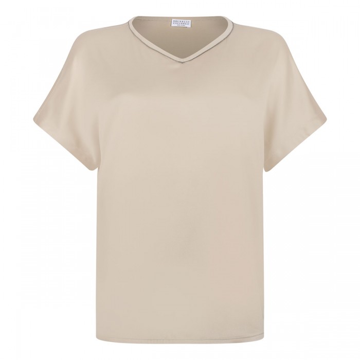 Sand hue silk top