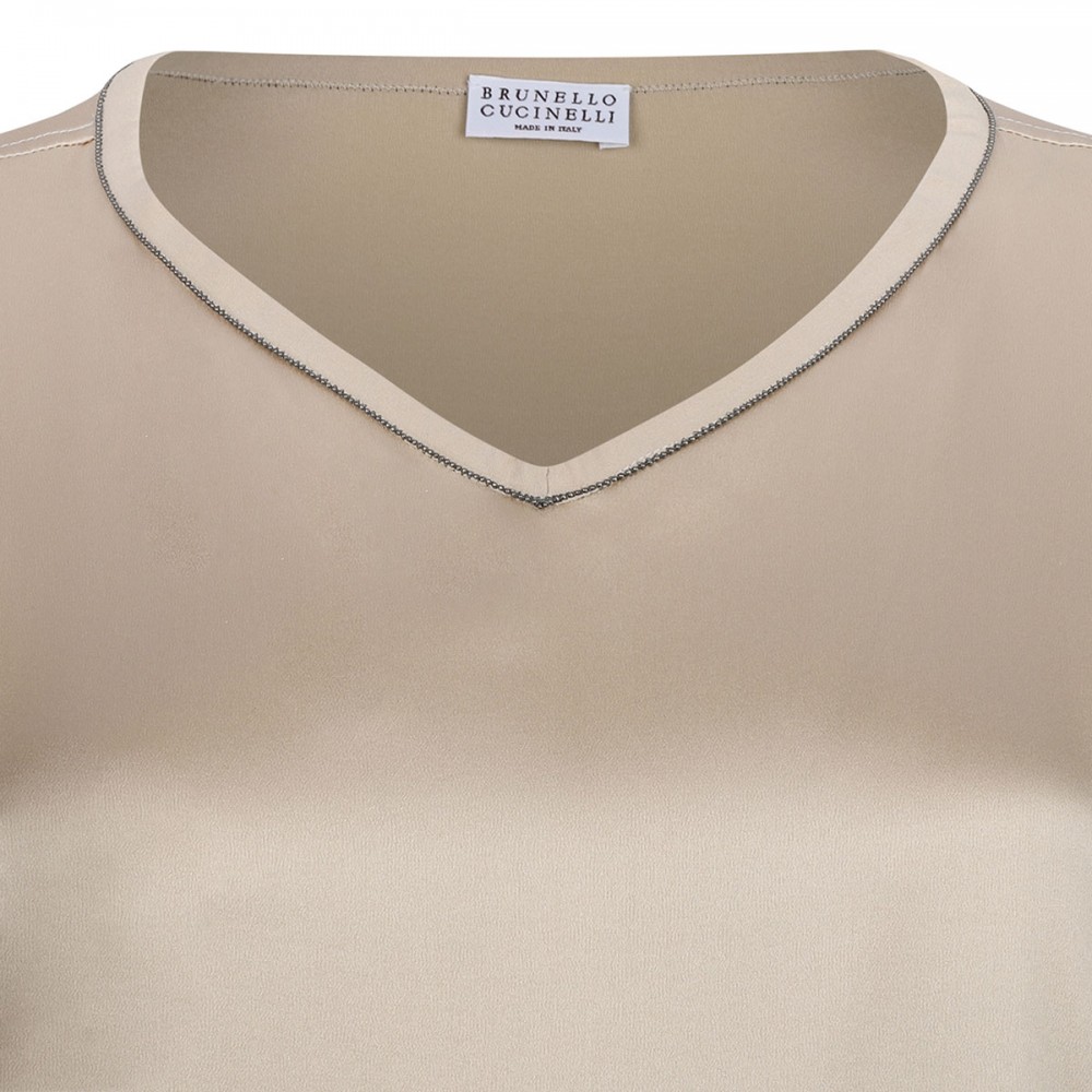 Sand hue silk top