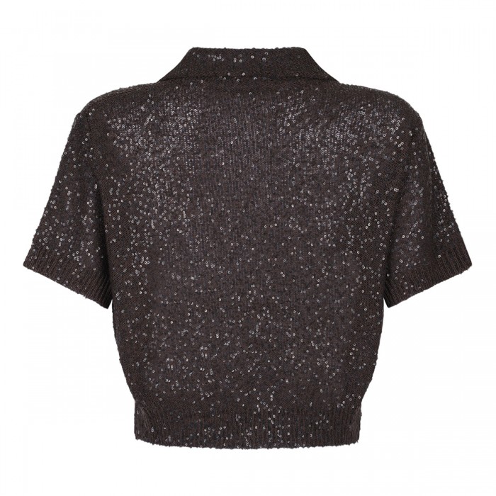 Sequins knit polo shirt