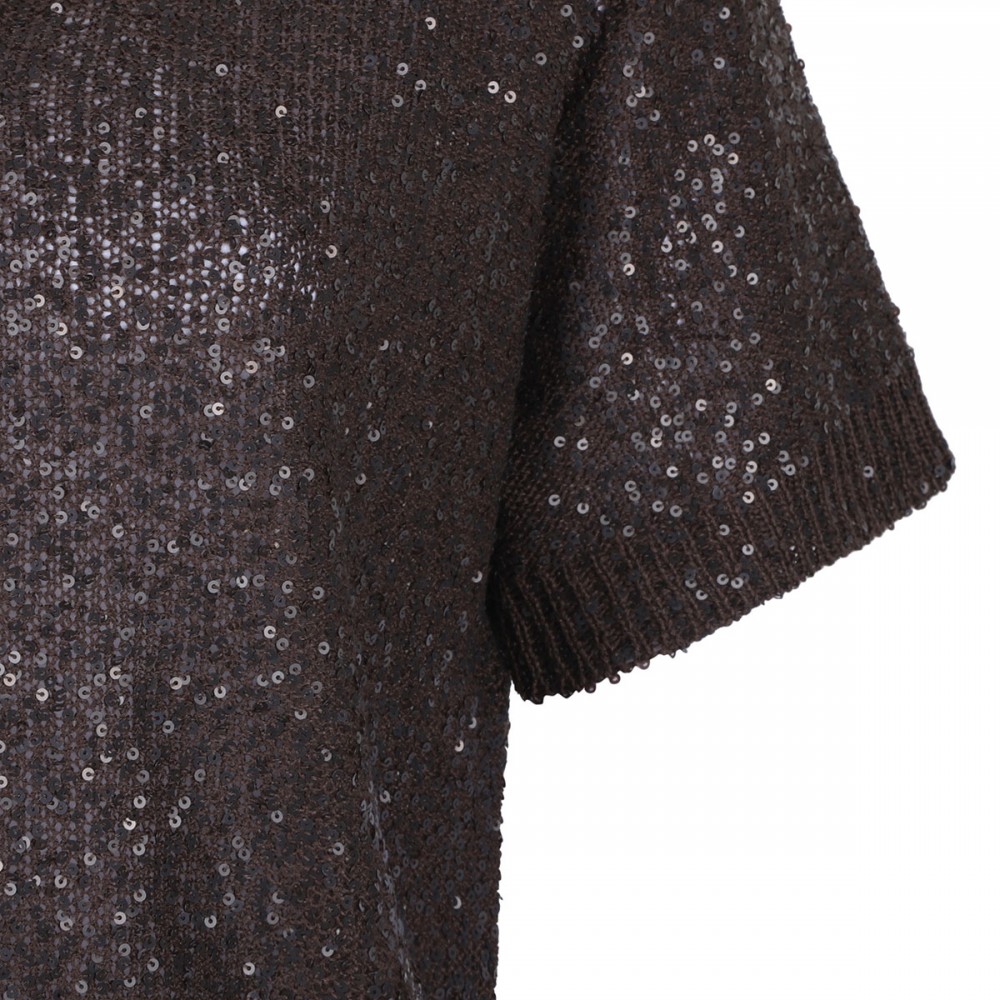 Sequins knit polo shirt