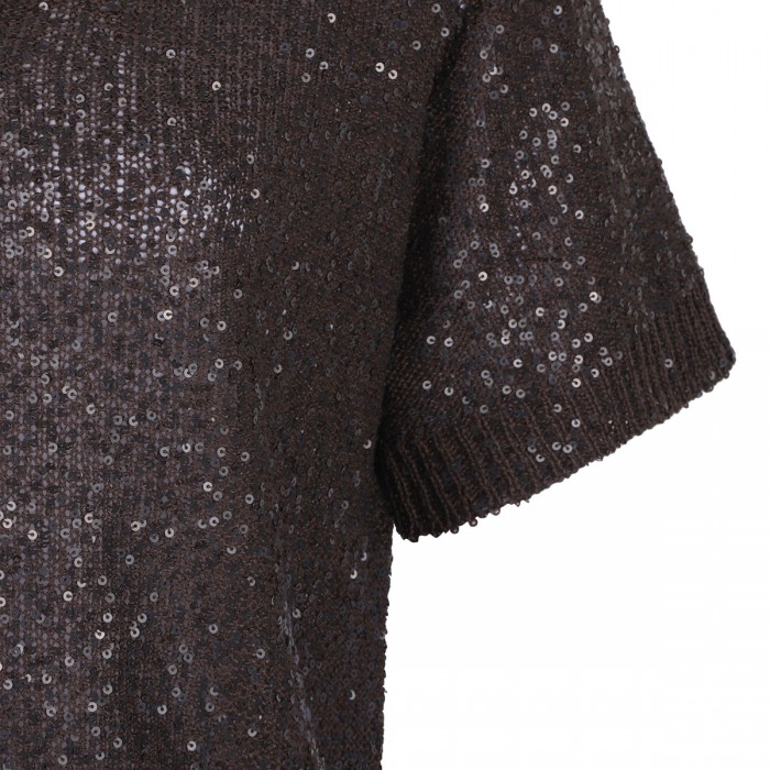 Sequins knit polo shirt