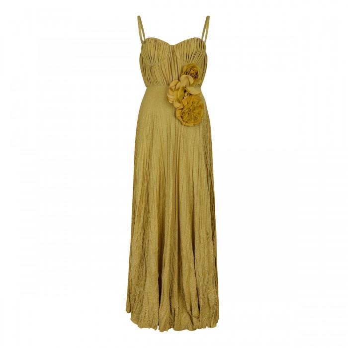 Lurex jersey dress with flower