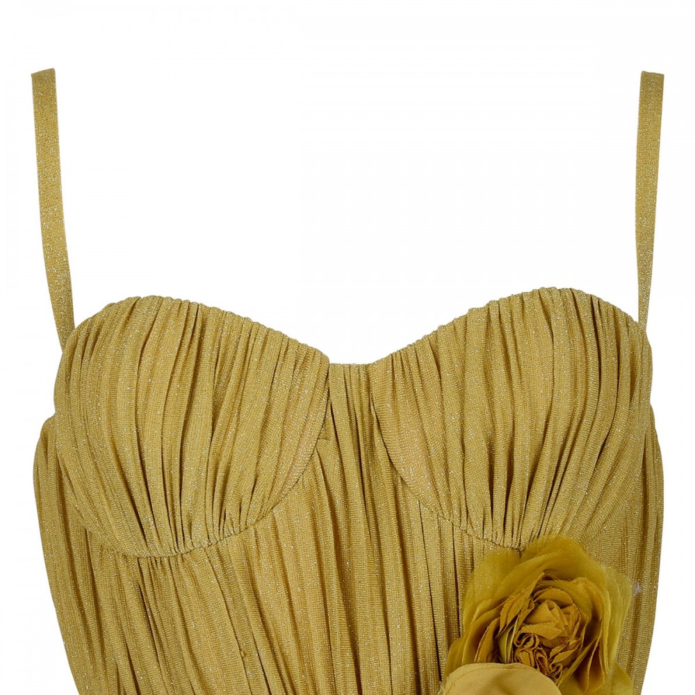 Lurex jersey dress with flower