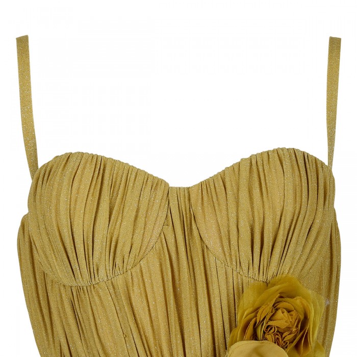 Lurex jersey dress with flower