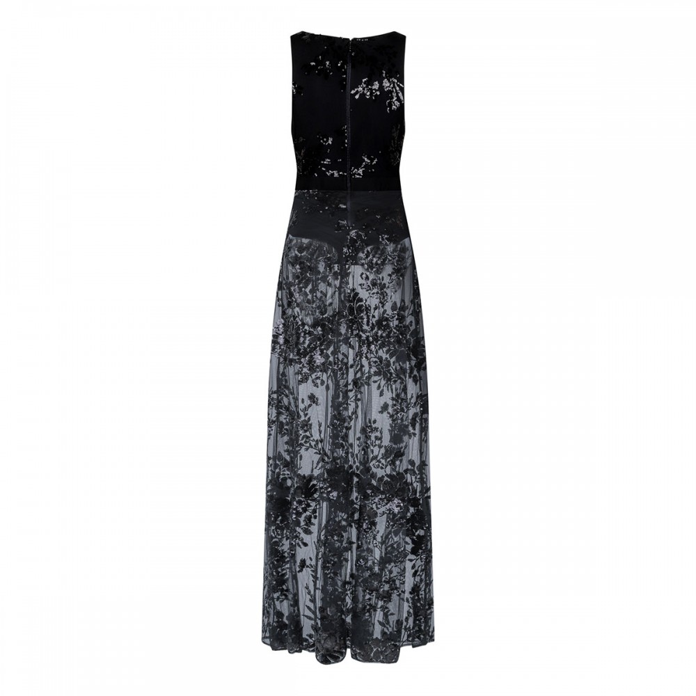Black sheer dress with sequin embroidery
