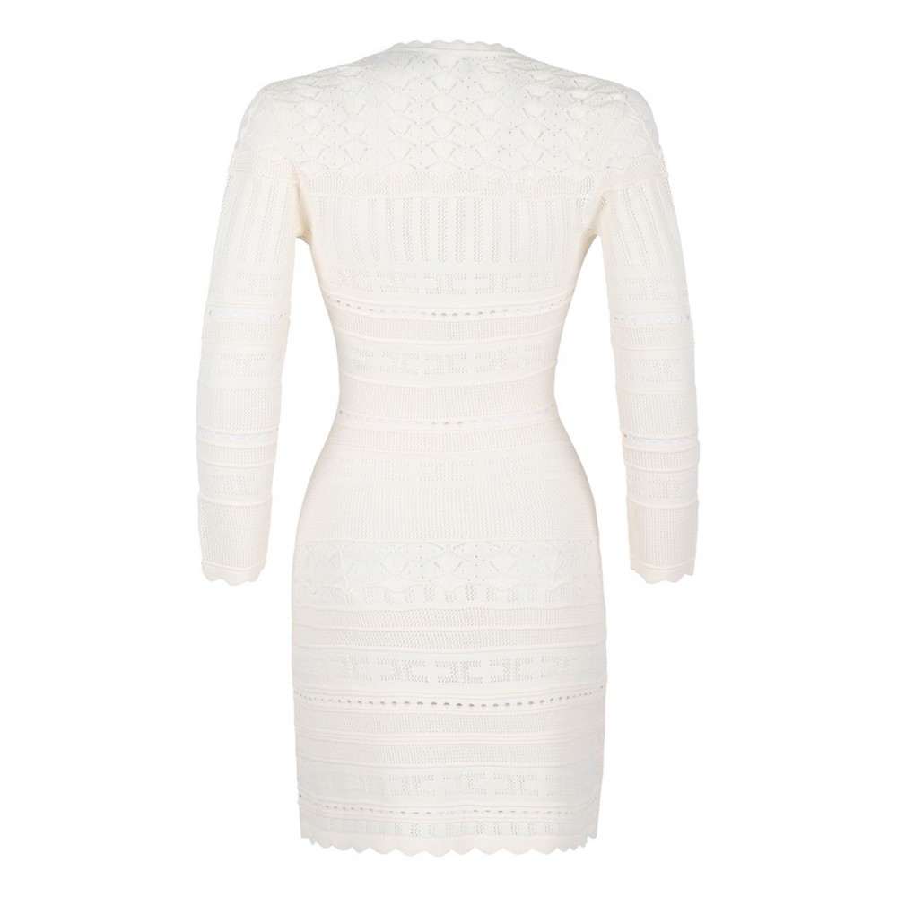 Knit dress with jewel flower