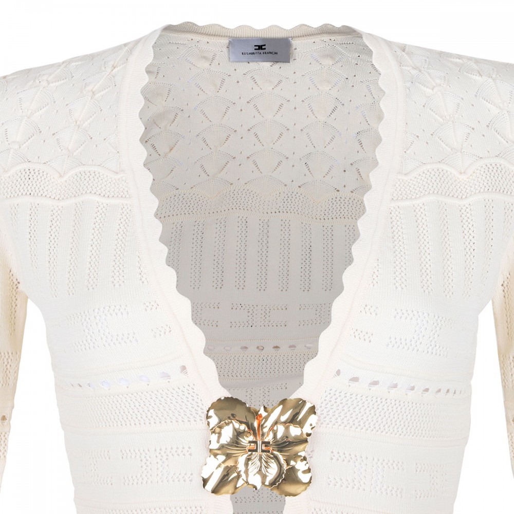 Knit dress with jewel flower