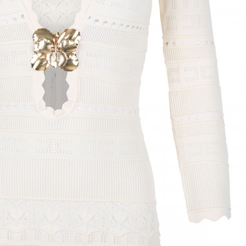 Knit dress with jewel flower 2