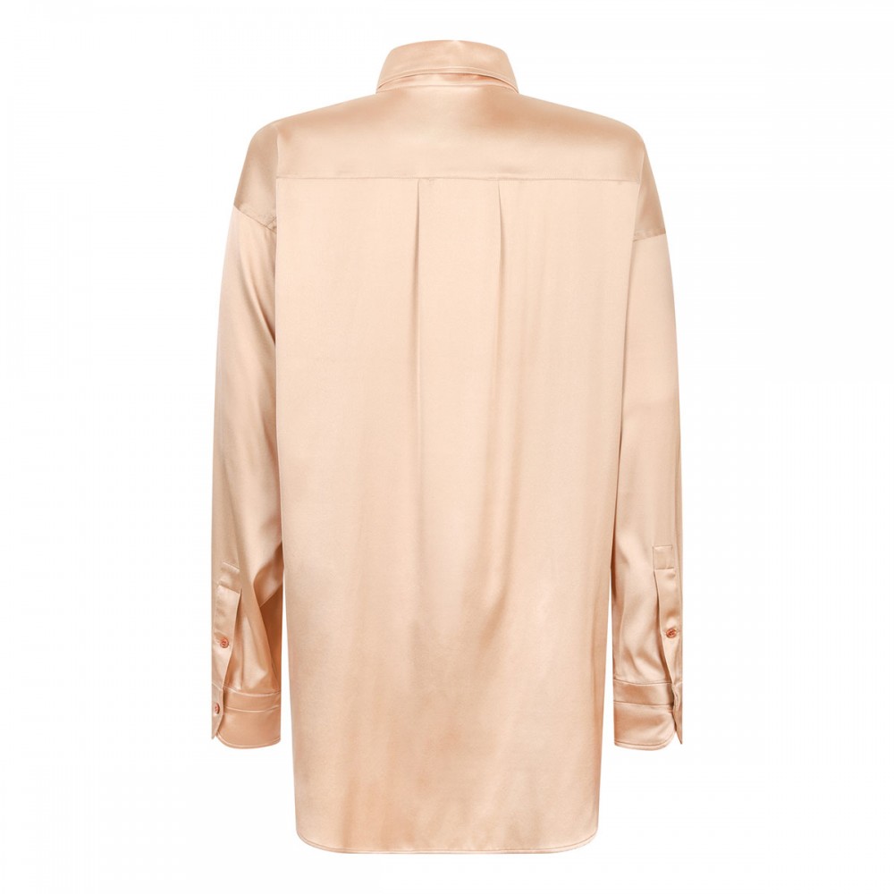 Stretch silk satin relaxed fit shirt