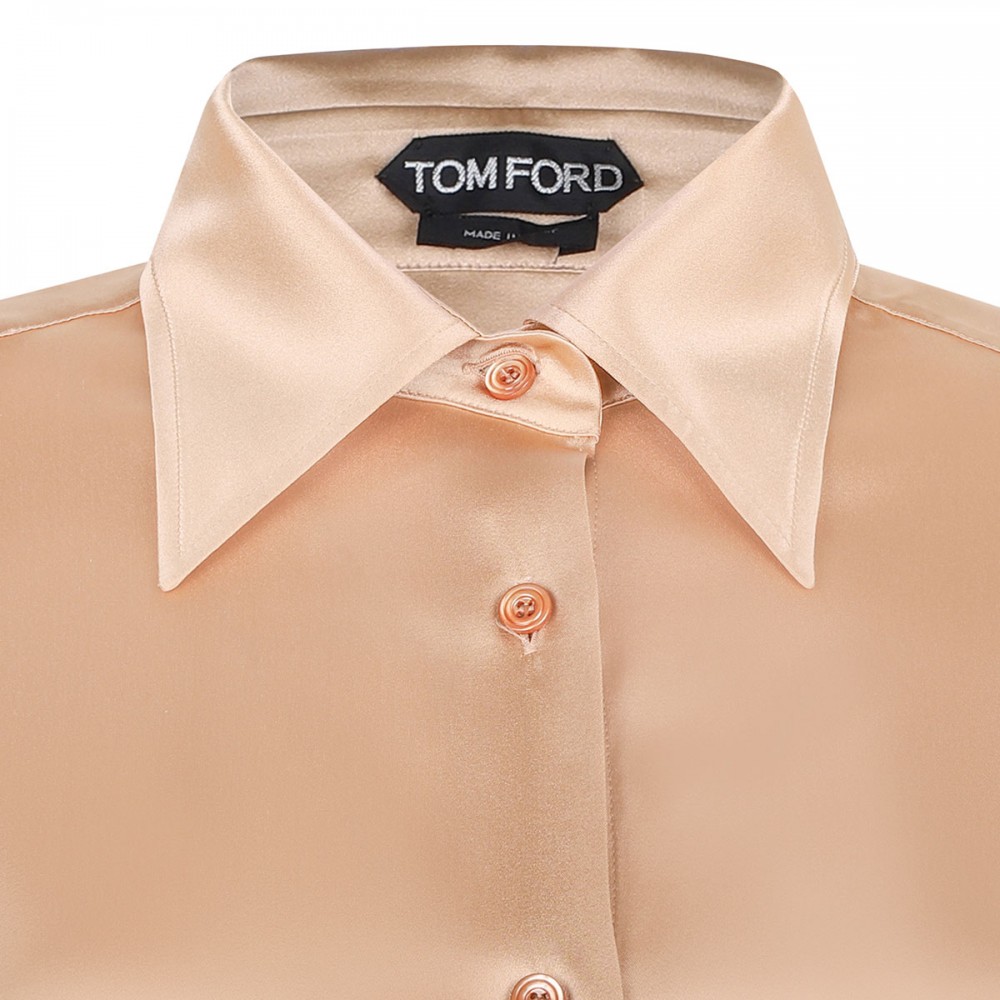 Stretch silk satin relaxed fit shirt