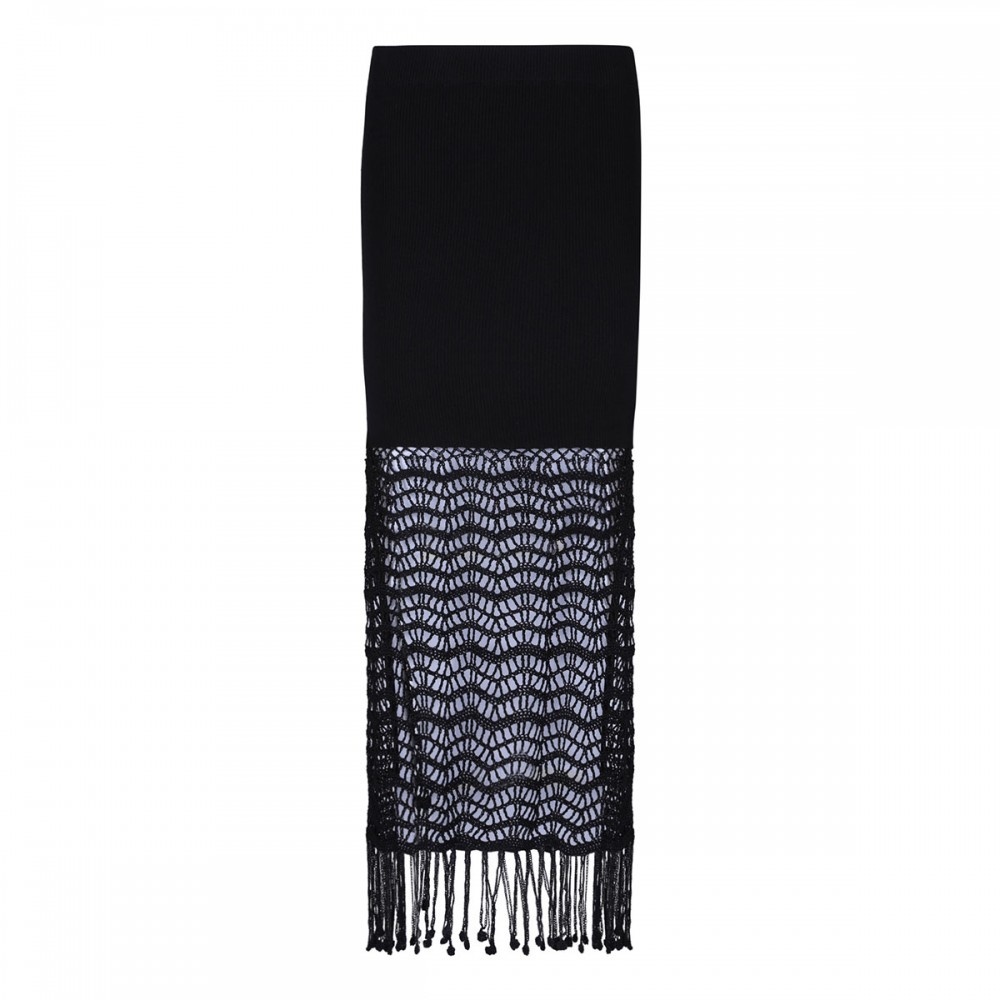 Shiny viscose crochet skirt