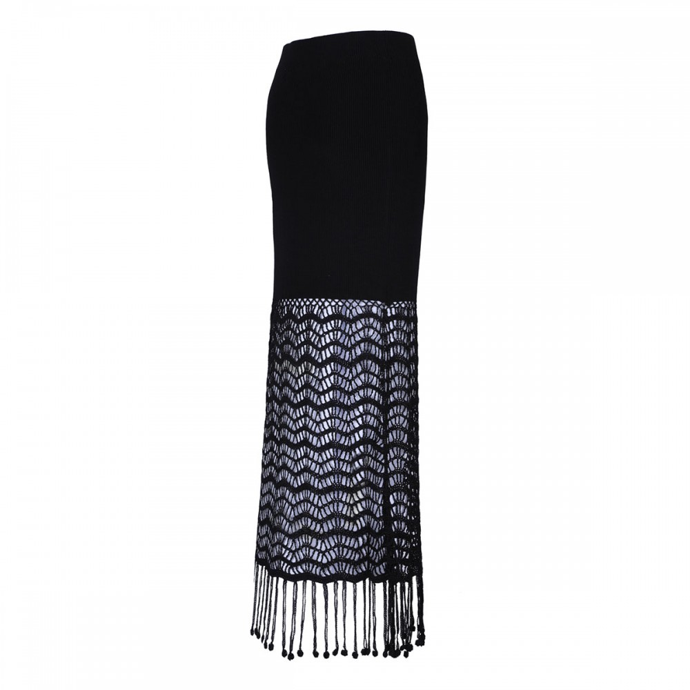 Shiny viscose crochet skirt