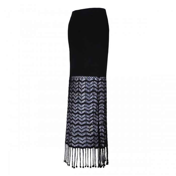 Shiny viscose crochet skirt