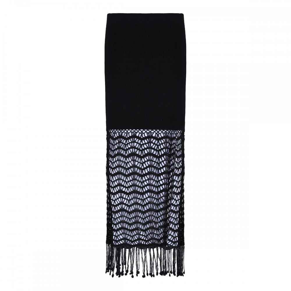 Shiny viscose crochet skirt