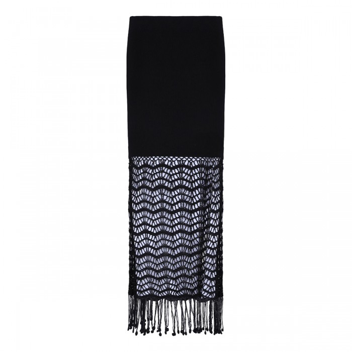 Shiny viscose crochet skirt