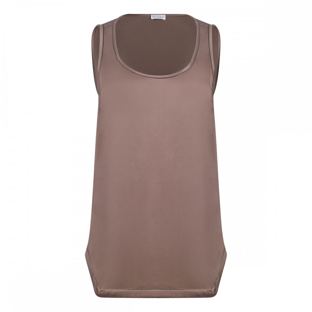 Cocoa silk satin tank top