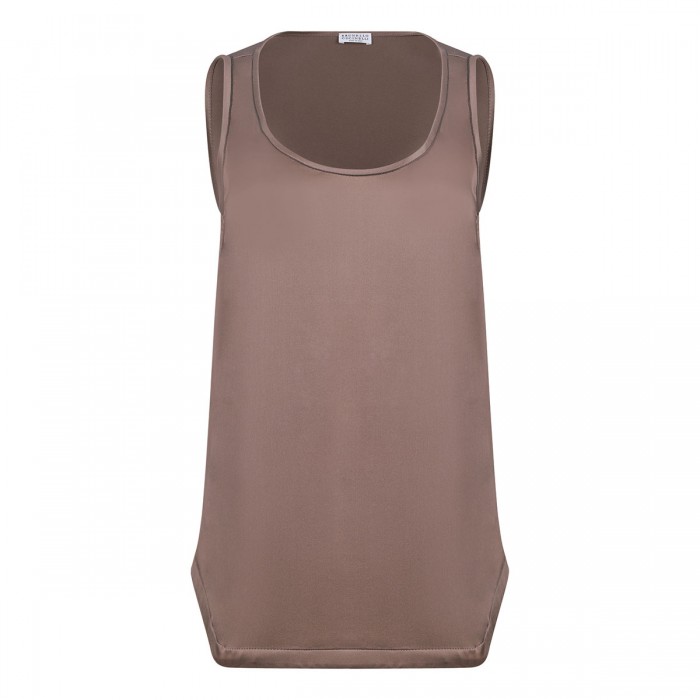 Cocoa silk satin tank top