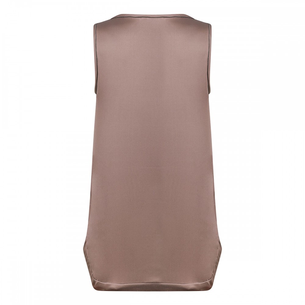 Cocoa silk satin tank top