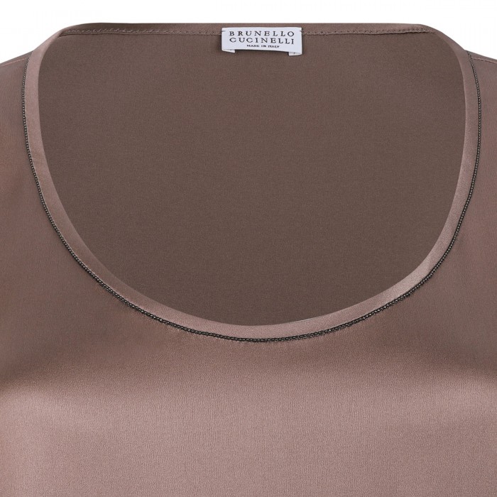 Cocoa silk satin tank top