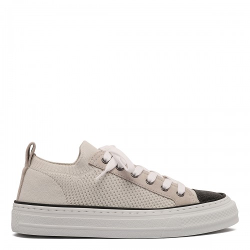 Cotton knit and suede sneakers