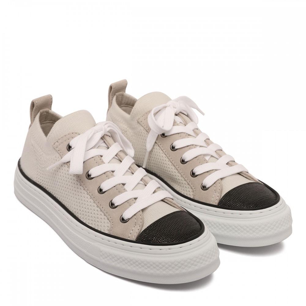 Cotton knit and suede sneakers | Le Noir - Unconventional Luxury Cotton knit and suede sneakers | Le Noir - Unconventional Luxury