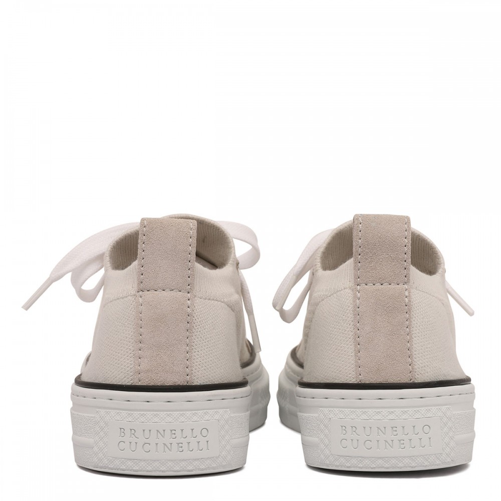 Cotton knit and suede sneakers