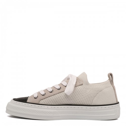 Cotton knit and suede sneakers 2