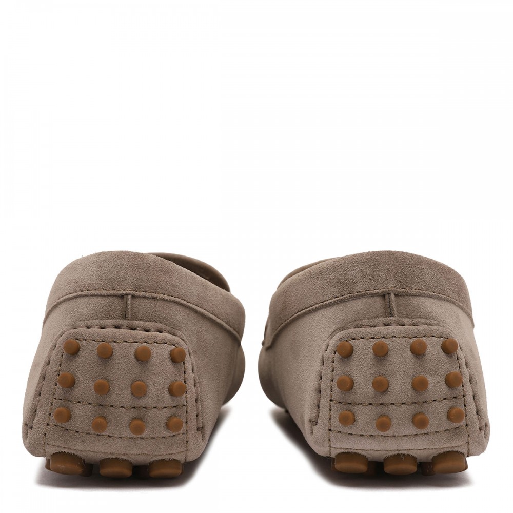 Monili-embellished suede loafers