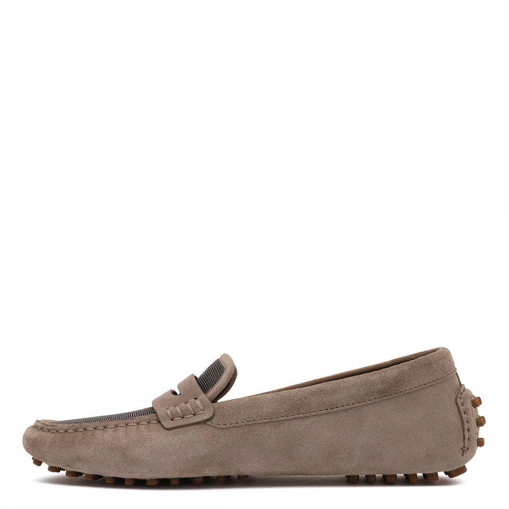 Monili-embellished suede loafers