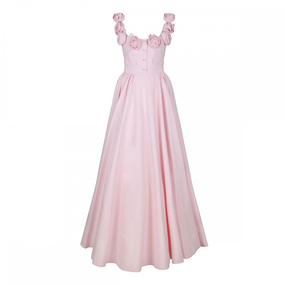 Pale rose poplin maxi skirt