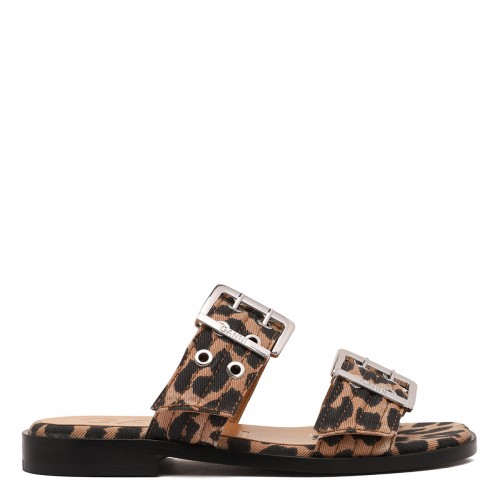 Feminine leopard denim sandals