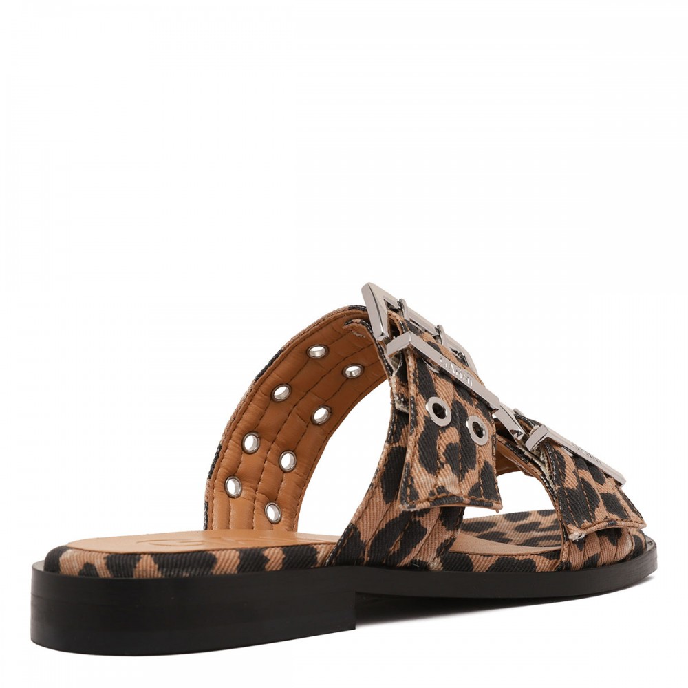 Feminine leopard denim sandals