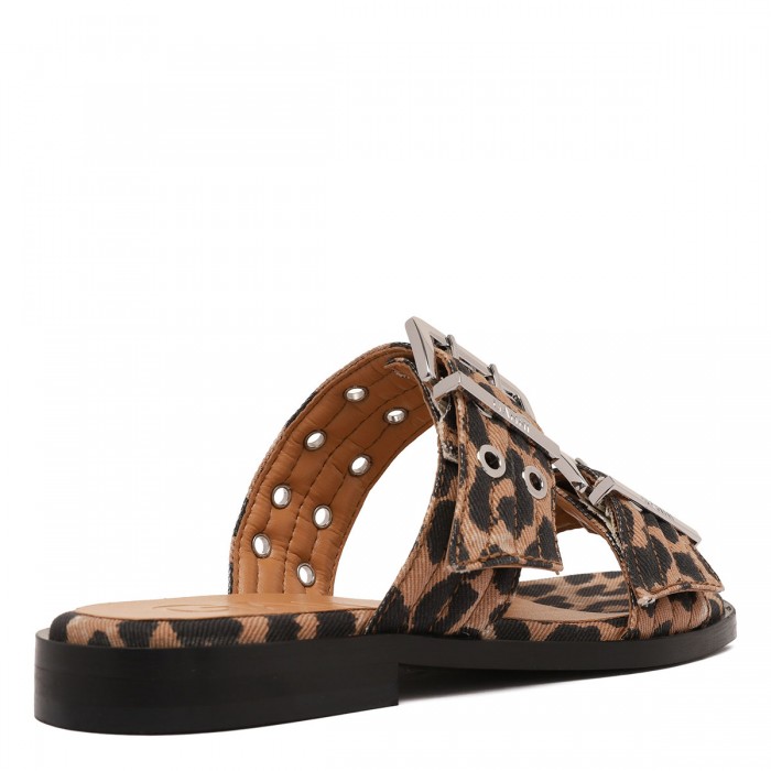 Feminine leopard denim sandals