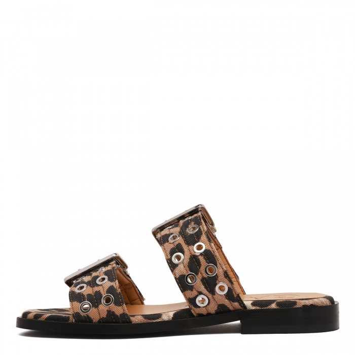 Feminine leopard denim sandals