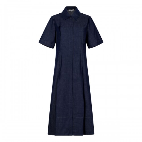 Cotton-blend denim shirt dress