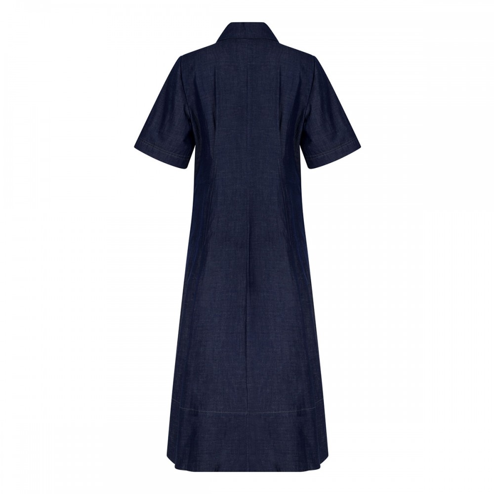 Cotton-blend denim shirt dress