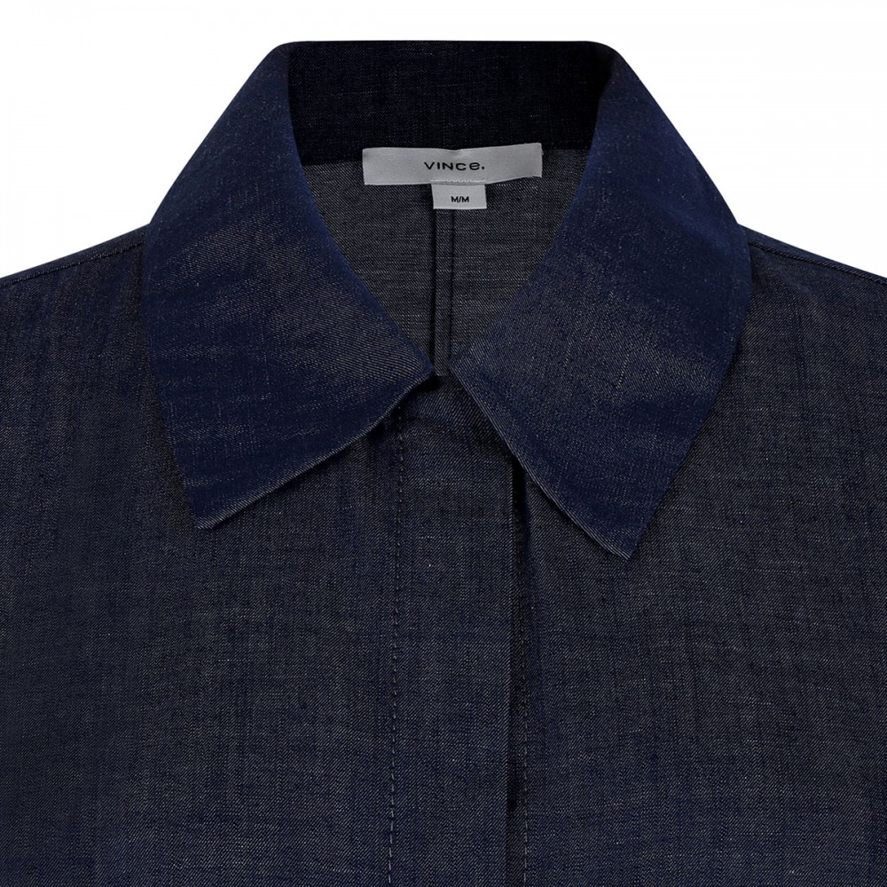 Cotton-blend denim shirt dress