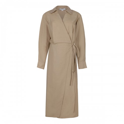 Cotton-blend wrap shirt dress