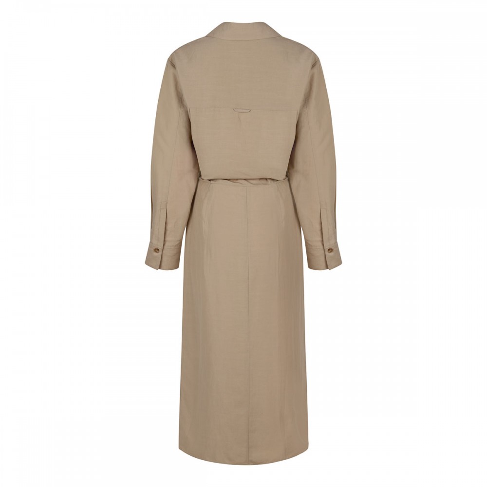 Cotton-blend wrap shirt dress