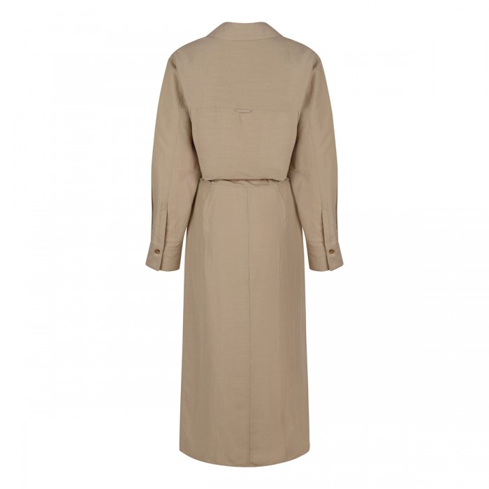 Cotton-blend wrap shirt dress