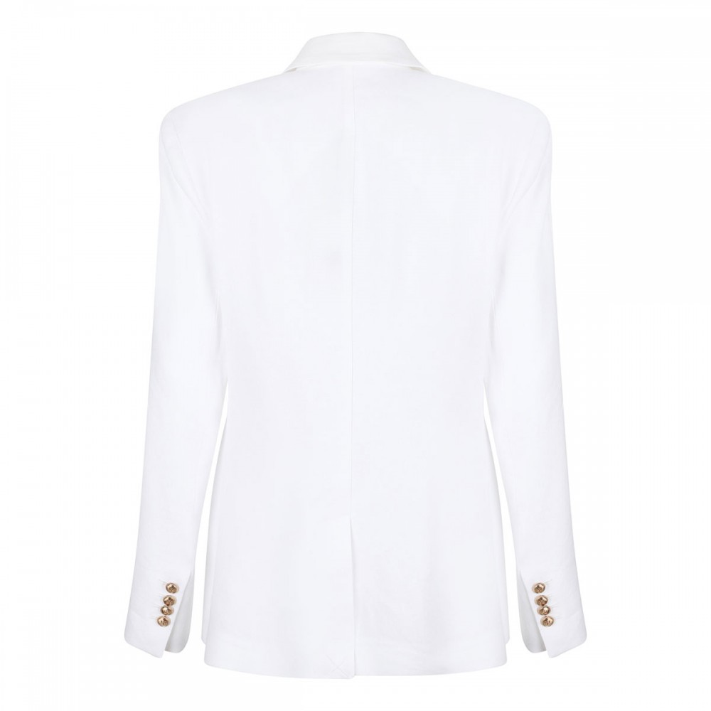 Ivory linen-blend gabardine blazer