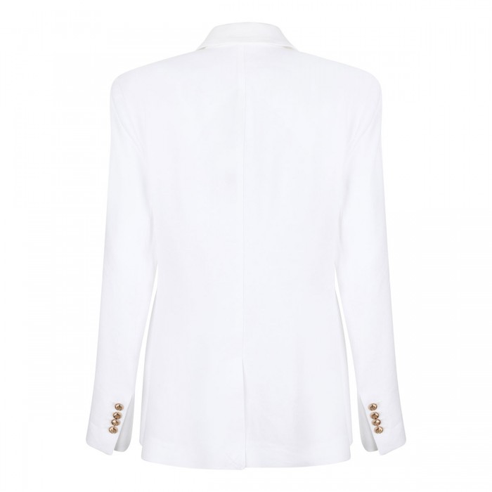 Ivory linen-blend gabardine blazer
