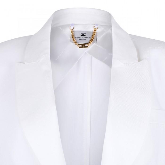 Ivory linen-blend gabardine blazer