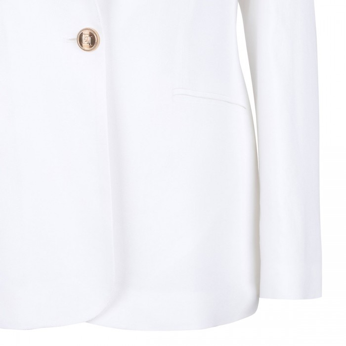 Ivory linen-blend gabardine blazer