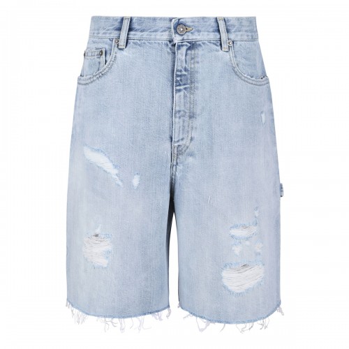 Distressed denim shorts