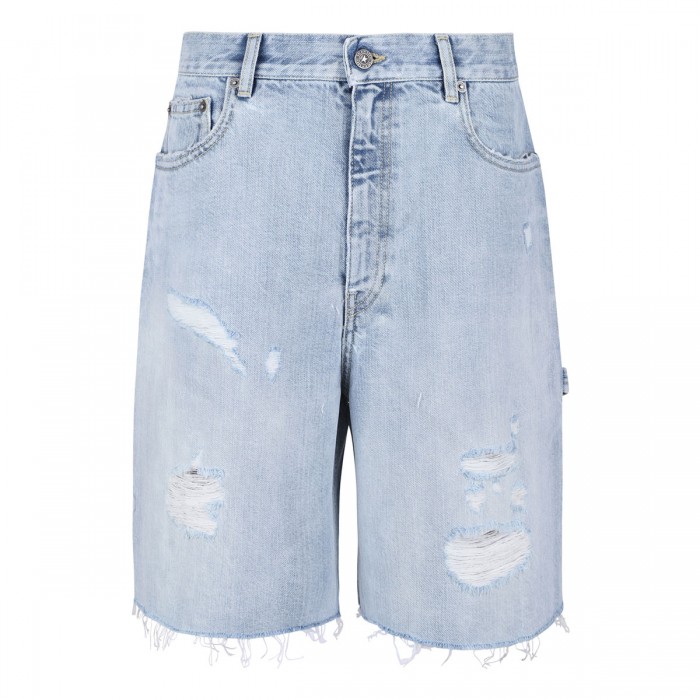 Distressed denim shorts